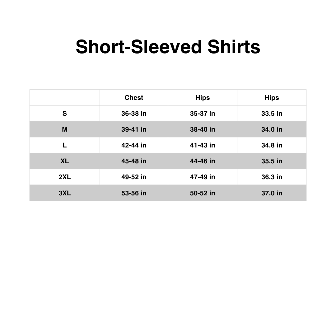 Men Tees Size Chart