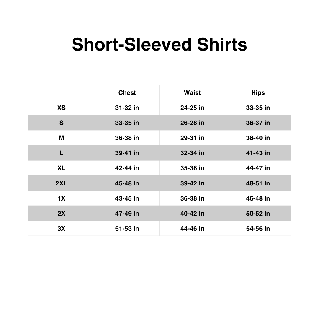 Women Tees Size Chart
